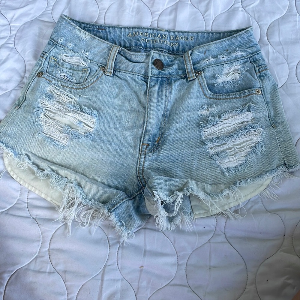 Light wash jean shorts